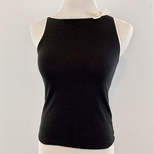 Jill Stuart Black Cotton/Wool Top w/ White Trim